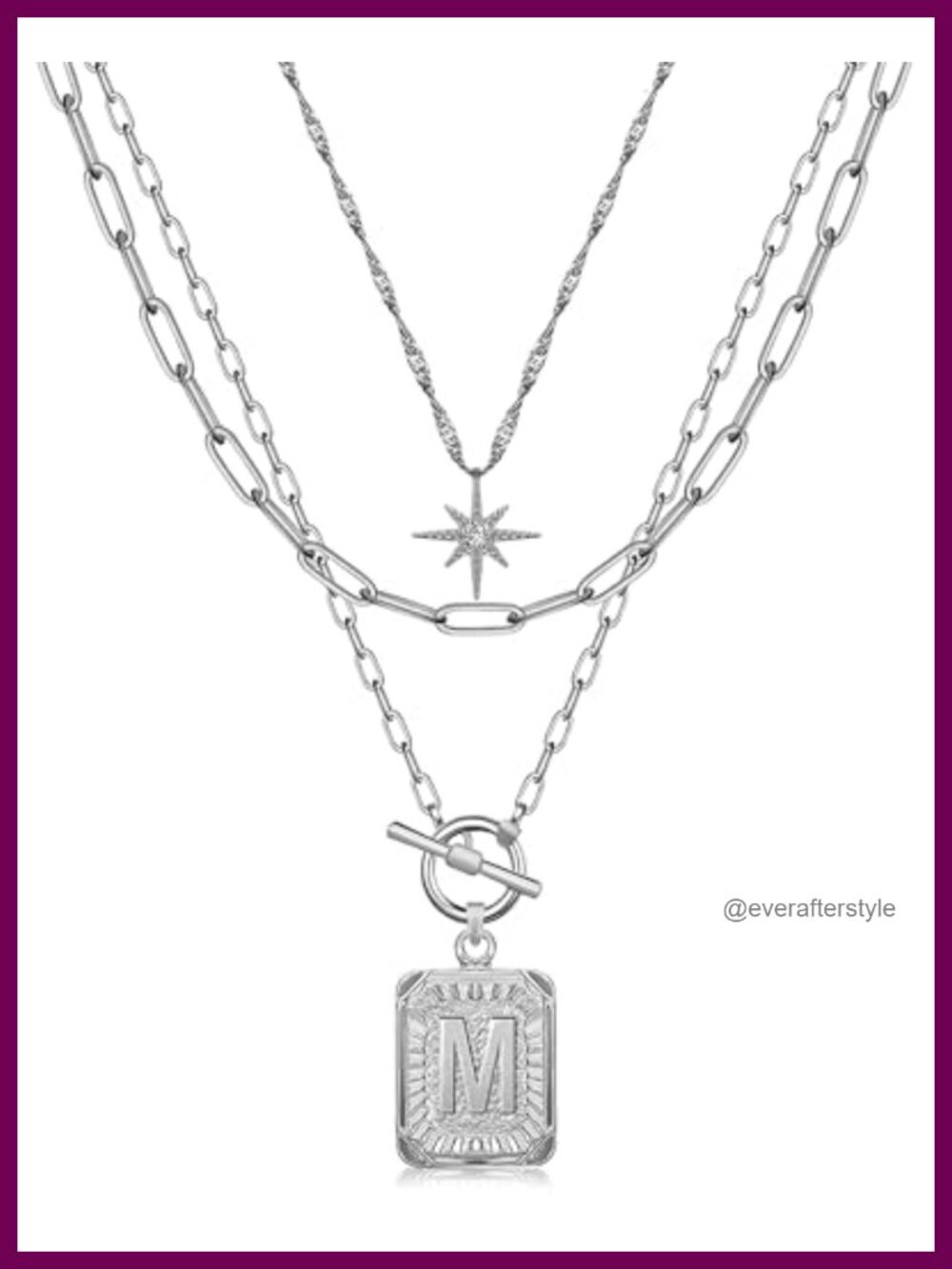 Layered Initial Necklaces for Women 14K Gold Plated Brass Star Choker Square
